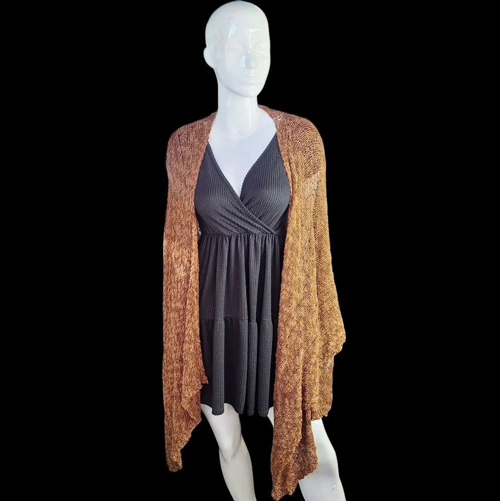 Cold Water Creek Open Front Sweater Cardigan Poncho Wrap Shawl Cape Cloak Sz O/S - Picture 3 of 15